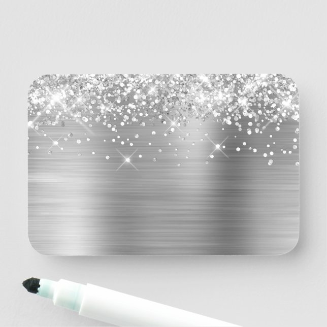Silver Glitter och folie blank Namnbricka (På plats)
