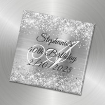 Silver Glitter och Folie Monogram 40-årsdag