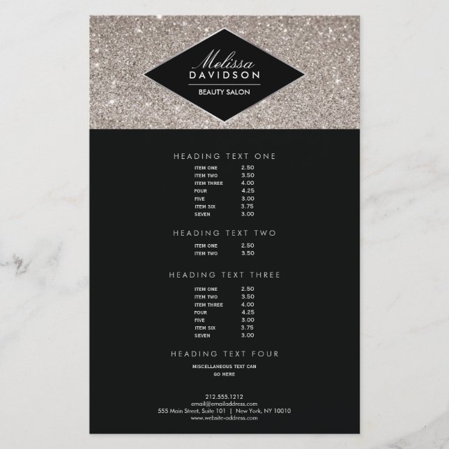 Silver Glitter och Glamor Beauty Flyer (Framsidan)
