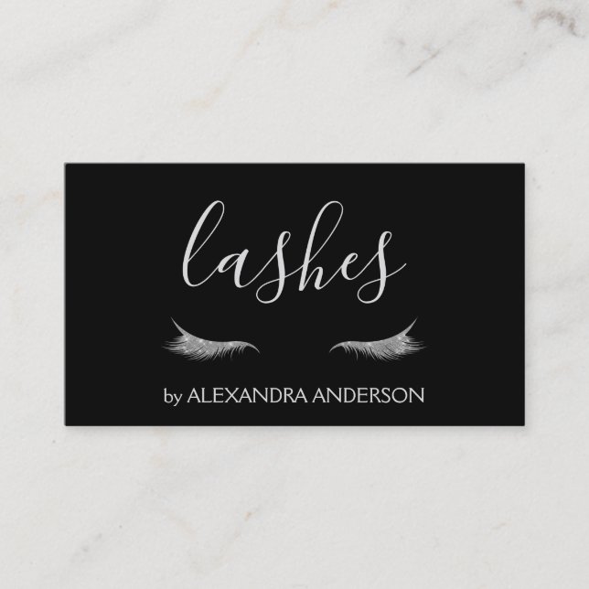 Silver Glitter och Gnistra Eyelash Extension Visitkort (Framsida)