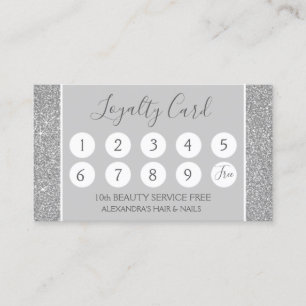 Silver Glitter och Gnistra Girly Loyalty Slår Lojalitetskort