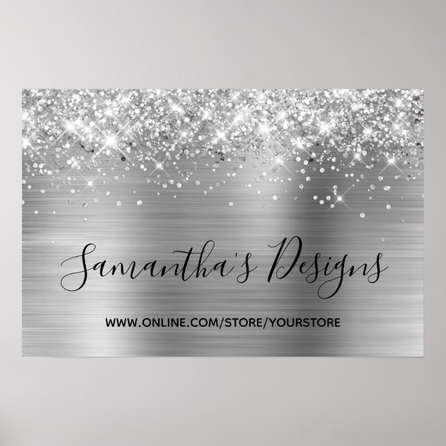 Silver Glitter och Metallic Folie Webbutik Poster (Framsidan)
