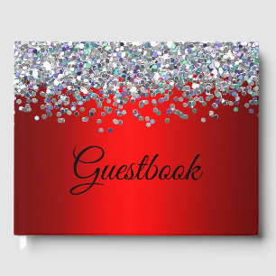 Silver Glitter och Metallisk Röd Gästböcker
