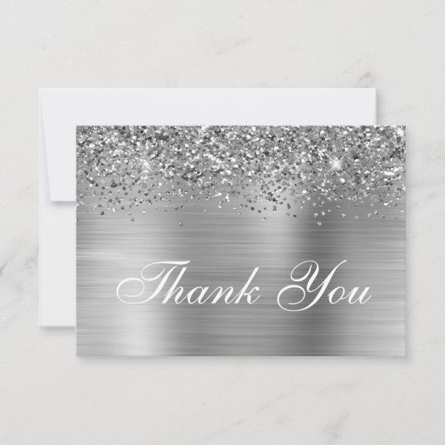 Silver Glitter och Ombre Folie Tack Kort (Framsida)