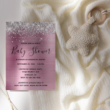 Silver Glitter och Rosa Folie Baby Shower