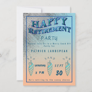 Silver Glitter och Seashells Lycklig Pension Party Inbjudningar