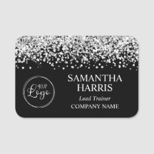 Silver Glitter och svart logotyp företag