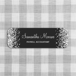 Silver Glitter och Svart Namnbricka