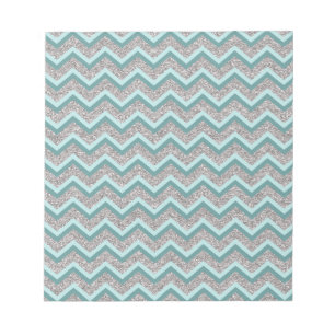 Silver Glitter och Teal ZigZag Anteckningsblock