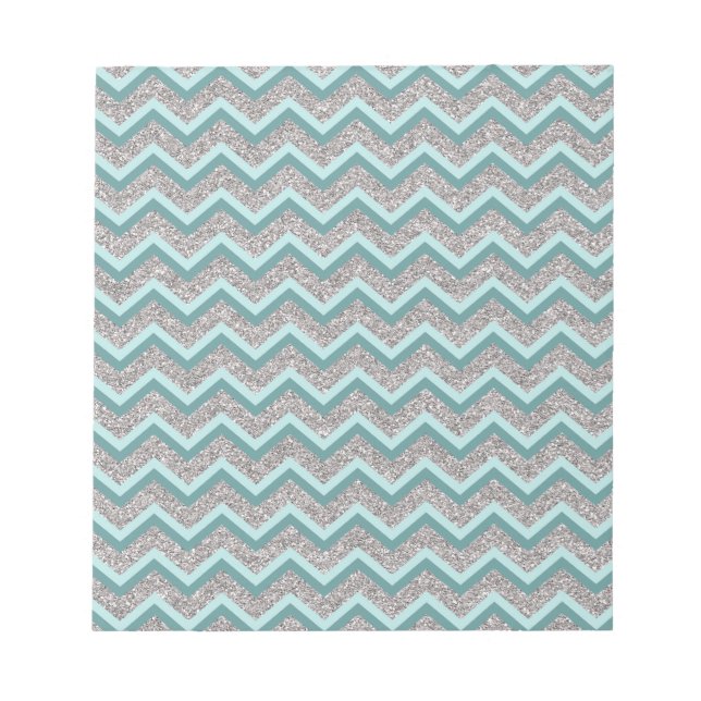 Silver Glitter och Teal ZigZag Anteckningsblock (Framsida)