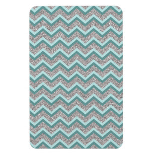 Silver Glitter och Teal ZigZag Magnet