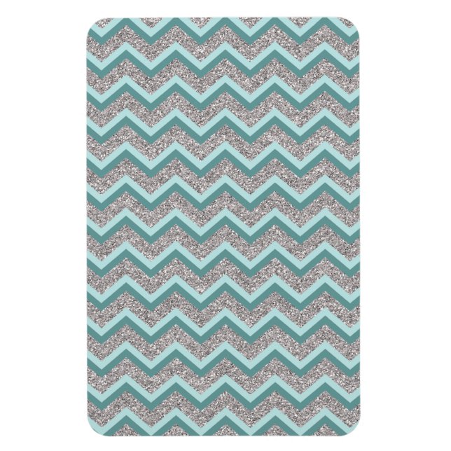 Silver Glitter och Teal ZigZag Magnet (Vertikal)
