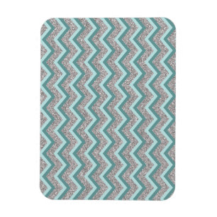Silver Glitter och Teal ZigZag Magnet