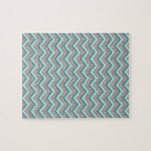 Silver Glitter och Teal ZigZag Pussel