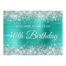 Silver Glitter och Turkos Folie 50-årsfirande