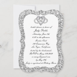 Silver Glitter Ofinity Heart Möhippa Inbjudan