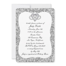 Silver Glitter Ofinity Heart Möhippa Inbjudan