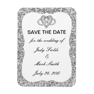 Silver Glitter Ofinity Heart Spara datum magneter