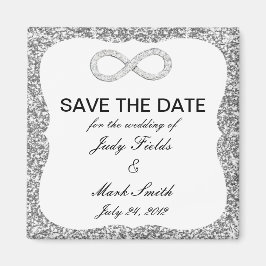 Silver Glitter Ofinity Spara datum magneter