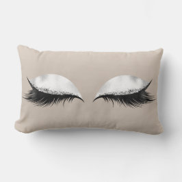 Silver Glitter Öga Makeup Ivory Beige White Grått Lumbarkudde