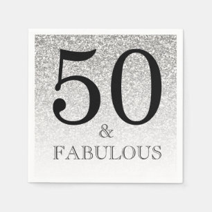 Silver Glitter Ombre 50 och Fabulous 50:e födelsed Pappersservett