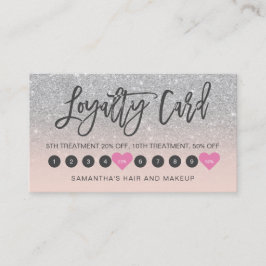 Silver glitter ombre-manusförfattare rosa10 lojalitetskort