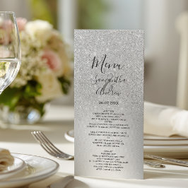 Silver glitter ombre metallisk folie bröllopsmeny meny
