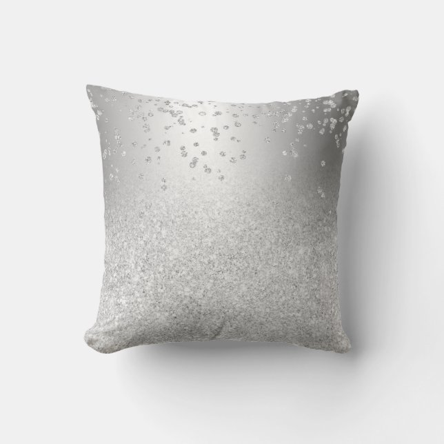 Silver glitter ombre-parkles konetti kudde (Framsida)