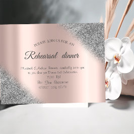 Silver Glitter Ombre Rose Gold Övningsmiddag Inbjudningar