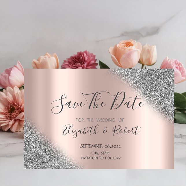 Silver Glitter Ombre Rose Gold Spara Datum Datumet (Skapare uppladdad)