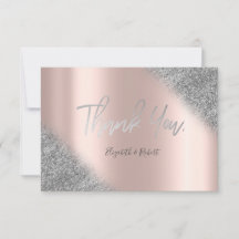 Silver Glitter Ombre Rose Gold Tacksamhetskort