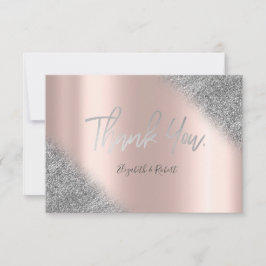 Silver Glitter Ombre Rose Gold Tacksamhetskort Tack Kort
