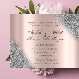 Silver Glitter Ombre Rose Guld Bröllopsinbjudan Inbjudningar