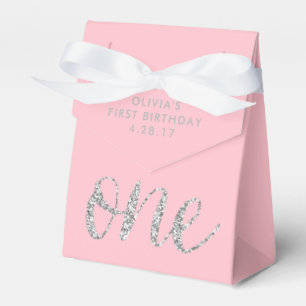 Silver Glitter ONE 1:a födelsedag Presentaskar