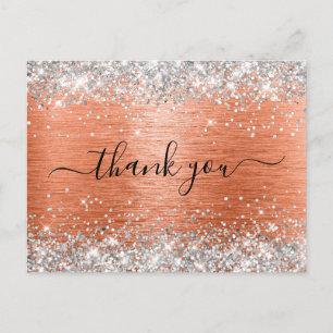 Silver Glitter Orange Coral Folie Tack Kort