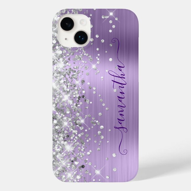 Silver Glitter Pale Lavender Glam Girly Signatur (Baksida)