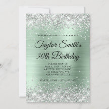 Silver Glitter Pale Mint Monogram 30-årsfirande