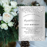 Silver glitter party elegant lyxfödelsedag inbjudningar<br><div class="desc">Inbjudan till elegant 21:e (eller någon ålder) födelsedagsfest. En faux silver metallisk tittar bakgrund. Dekorerad med faux glitter. Anpassa och lägg till information om namn och party. Namn är skrivet med ett handskript i stil</div>