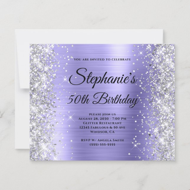 Silver Glitter Periwinkle Folie 50-årsfirande (Framsida)