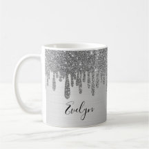 Silver Glitter Personlig keramiskt kaffe Mugg