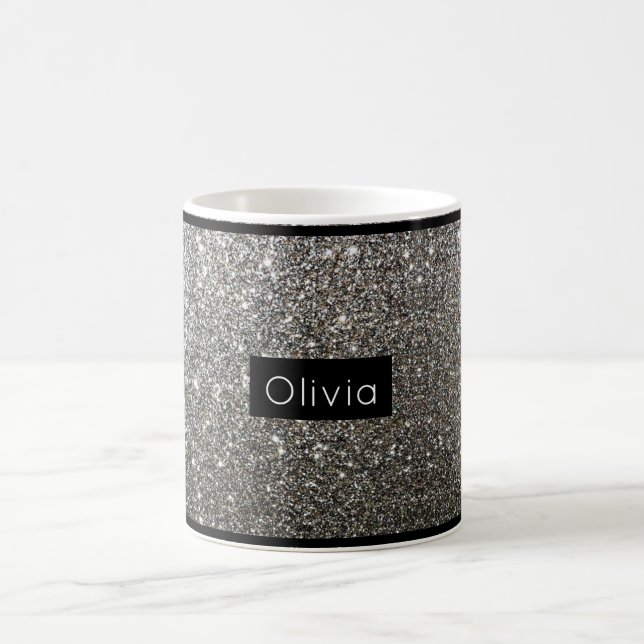 Silver Glitter Personlig Namn Kaffemugg (Center)