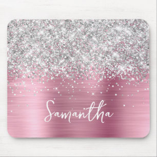 Silver Glitter Pink Glam Namn Musmatta