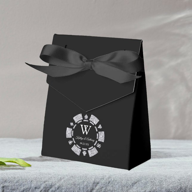 Silver Glitter Poker Chip Casino Bröllop Presentaskar (Skapare uppladdad)