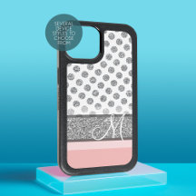Silver Glitter Polka-punktmonogram kan förändra fä