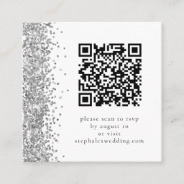 Silver Glitter QR OSA Bröllop Tilläggskort