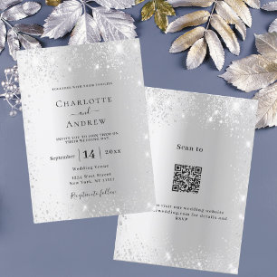 Silver glitter QR-OSA, närmare uppgifter om lyx br Inbjudningar