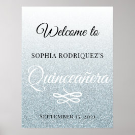 Silver Glitter Quinceañera 15:e födelsedag Välkomm Poster