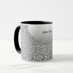 Silver Glitter Ram Kaffe Mugg
