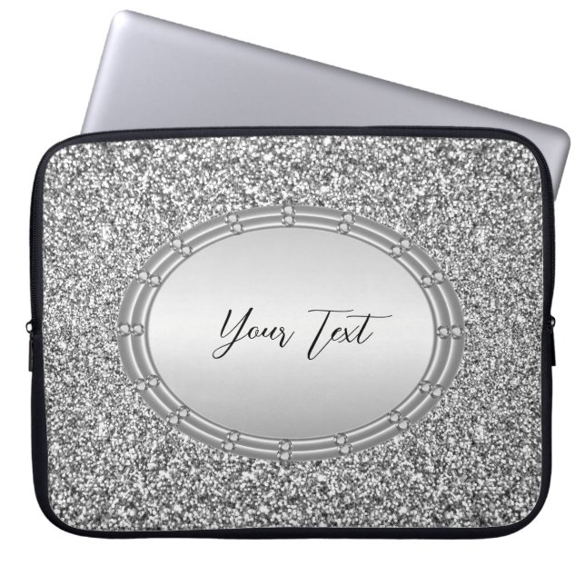 Silver Glitter Ram Laptop sleeve (Framsidan)