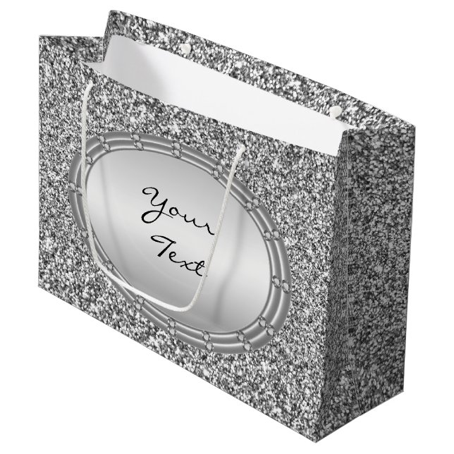 Silver Glitter Ram Presentbutelj (Framsidan Vinklad)